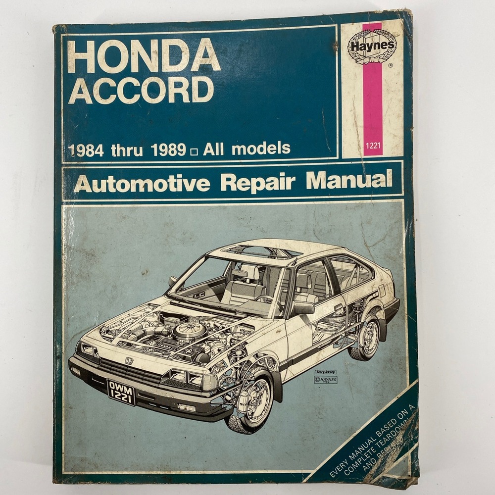 Haynes Honda Accord Repair Manual 1984-1989 All Model 1221 Blue Vintage DIY Shop